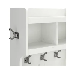 Bush Furniture Woodland 24W Hall Tree and Small Shoe Bench with Shelves, White Ash (WDL008WAS)