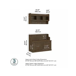 Bush Furniture Woodland 40W Entryway Bench with Doors and Wall Mounted Coat Rack, Ash Brown (WDL009ABR)
