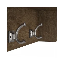 Bush Furniture Woodland 40W Entryway Bench with Doors and Wall Mounted Coat Rack, Ash Brown (WDL009ABR)