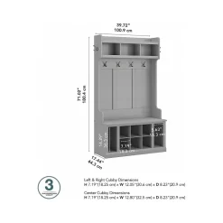 Bush Furniture Woodland 40W Hall Tree and Shoe Storage Bench with Shelves, Cape Cod Gray (WDL002CG)