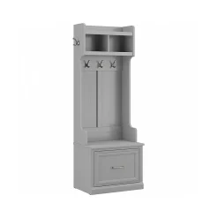 Bush Furniture Woodland 24W Hall Tree and Small Shoe Bench with Drawer, Cape Cod Gray (WDL007CG)
