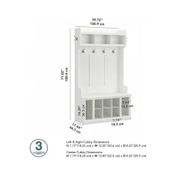 Bush Furniture Woodland 40W Hall Tree and Shoe Storage Bench with Shelves, White Ash (WDL002WAS)