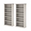Bush Furniture Yorktown 67"H 5-Shelf Bookcase with Adjustable Shelves, Linen White Oak Laminated Wood, 2/Set (YRK012LW)