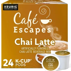 Cafe Escapes Chai Latte Coffee, Keurig® K-Cup® Pods, Light Roast, 24/Box (6805)