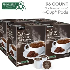 Cafe Escapes Dark Chocolate Hot Cocoa, Keurig K-Cup Pod, 96/Carton (6802CT)