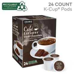 Cafe Escapes Dark Chocolate Hot Cocoa Mix, Keurig® K-Cup® Pods, 24/Box (6802)