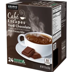 Cafe Escapes Dark Chocolate Hot Cocoa Mix, Keurig® K-Cup® Pods, 24/Box (6802)