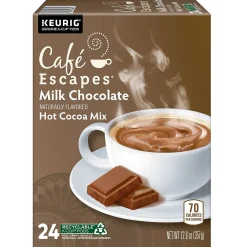 Cafe Escapes Milk Chocolate Hot Cocoa Mix, Keurig® K-Cup® Pods, 24/Box (6801)
