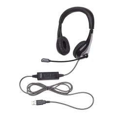 Califone NeoTech 1025MUSB On-Ear Stereo Headset with Gooseneck Microphone, USB Plug, Black (CAF1025MUSB)