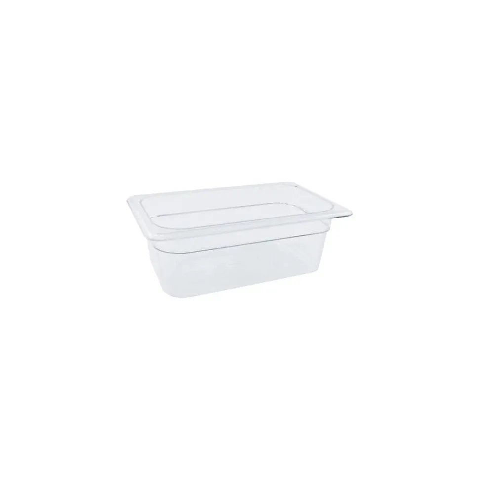 Cambro 1/4 Size 4" Deep Camwear® Food Pan, 3 4/5" H x 6 1/3" W x 10 2/5" D, Clear (44CW135)