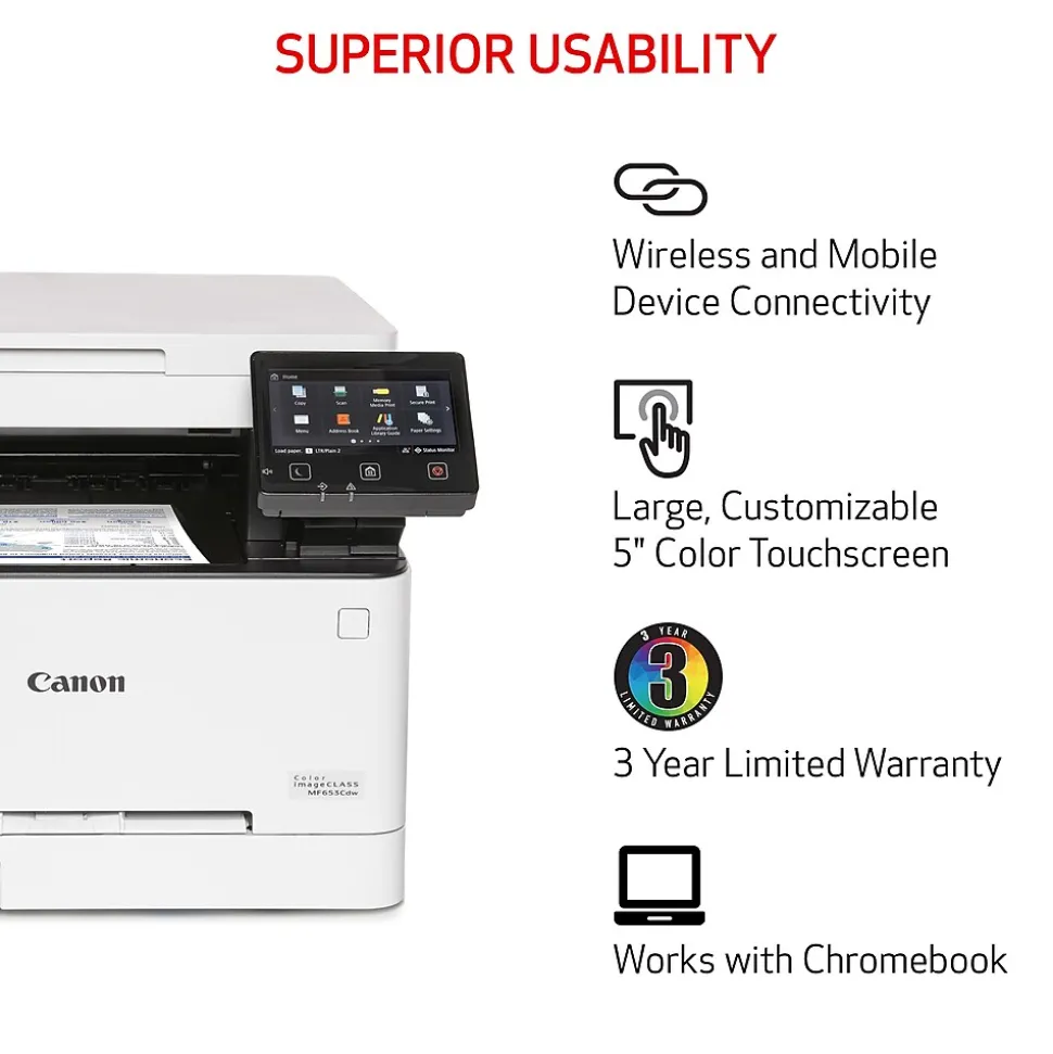 Canon imageCLASS MF653Cdw Wireless Color Laser Printer, All-In-One, Print, Scan, Copy (MF653CDW)