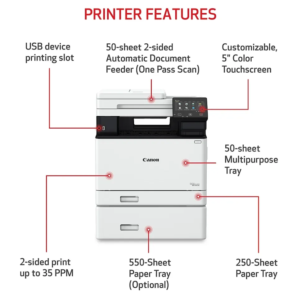 Canon imageCLASS MF753CDW Wireless Color Laser Printer, All-In-One, Print, Scan, Copy, Fax (MF753CDW)
