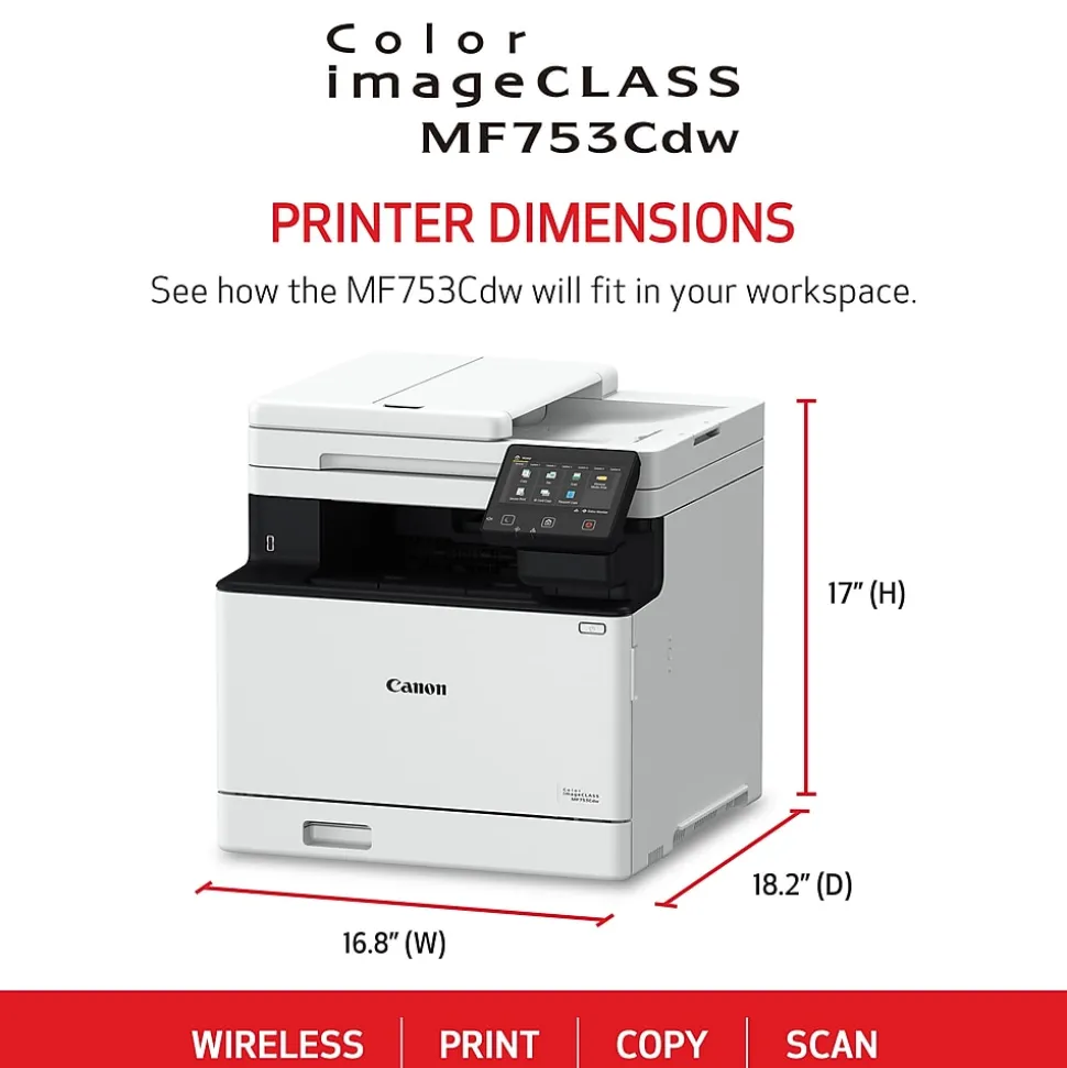 Canon imageCLASS MF753CDW Wireless Color Laser Printer, All-In-One, Print, Scan, Copy, Fax (MF753CDW)