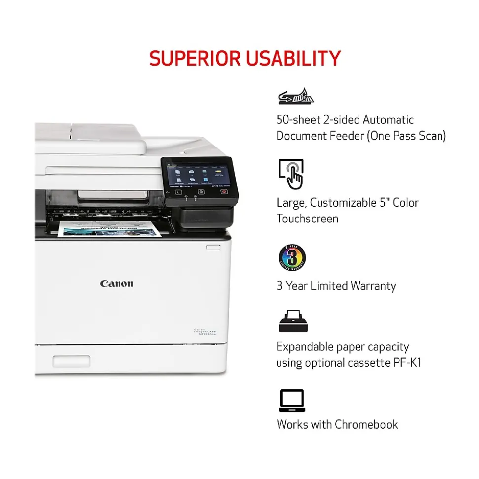 Canon imageCLASS MF753CDW Wireless Color Laser Printer, All-In-One, Print, Scan, Copy, Fax (MF753CDW)