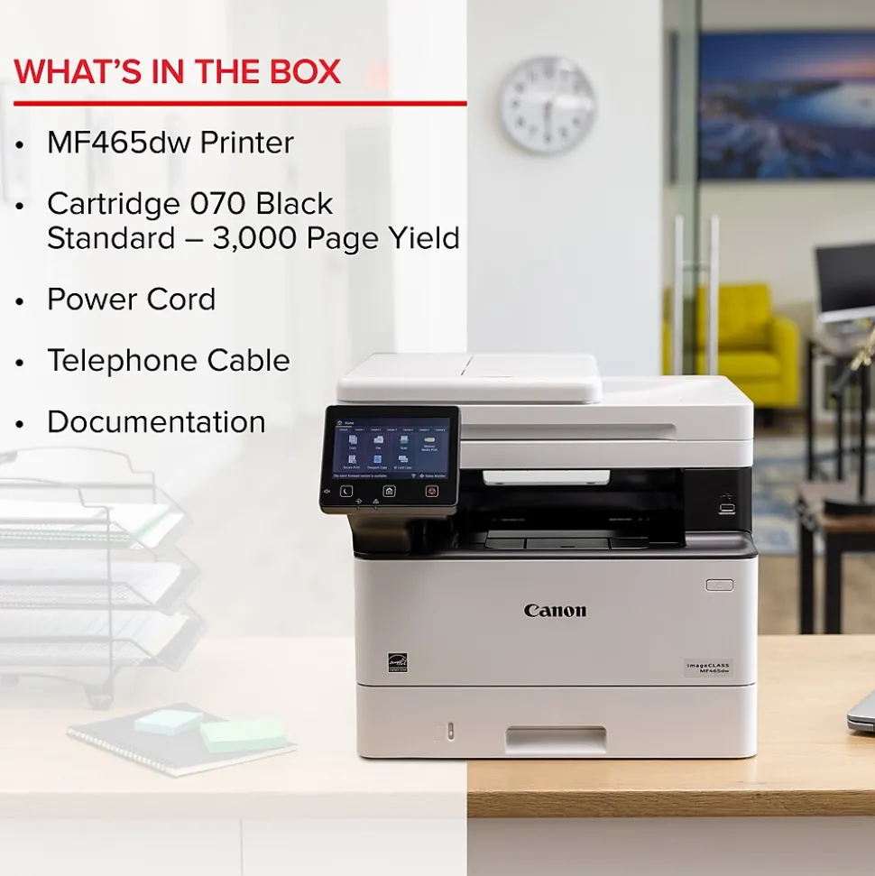 Canon ImageCLASS MF465dw Wireless Black & White Laser Printer, All-In-One, Print, Scan, Copy, Fax (5951C005)