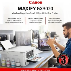 Canon MegaTank MAXIFY GX3020 Wireless Color All-in-One Inkjet Printer (5777C002)