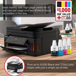 Canon MegaTank PIXMA G7020 Wireless Color Inkjet Printer, All-In-One Supertank, Print, Scan, Copy, Fax (3114C002)