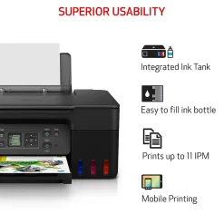 Canon PIXMA MegaTank G3270 BK Wireless Color Inkjet Printer, All-In-One Supertank, Print, Scan, Copy (G3270 BK)