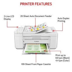 Canon PIXMA TR4720 Wireless Color Inkjet Printer, All-In-One, Print, Scan, Copy, Fax (TR4720 WHITE)