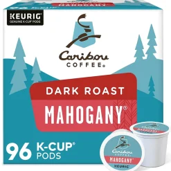 Caribou Mahogany Coffee Keurig® K-Cup® Pods, Dark Roast, 96/Carton (10312)