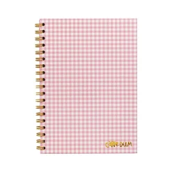 Carpe Diem Ballerina Pink Check 1-Subject Notebook, 7.5" x 9.75", Wide-Ruled, 80 Sheets, Pink/White (9377-CD)