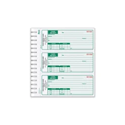 Cash Receipt Books, 3-to-a-page, Duplicate, 225 Sets/Book, Green