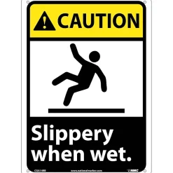 Caution Signs; Slippery When Wet (W/Graphic), 14X10, Rigid Plastic