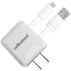 cellhelmet 2.1-Amp Single-USB Wall Charger with USB-A to Lightning Flat Cable, 3 Feet (WALL-2.1/1+F-LIGHT-3-W)