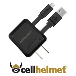 cellhelmet 2.1-Amp Single-USB Wall Charger with USB-A to Micro USB Flat Cable, 3 Feet (WALL-2.1/1+F-MICRO-3-B)