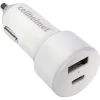 cellhelmet Dual-Port Car Charger for USB and USB-C, 20-Watt, White (CAR-PD-20W-A-C)