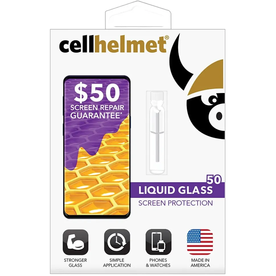 cellhelmet Liquid Glass Screen Protector for Phones and Watches with Glass Screens ($50 Screen Repair Coverage) (LSP-PHONE-50)