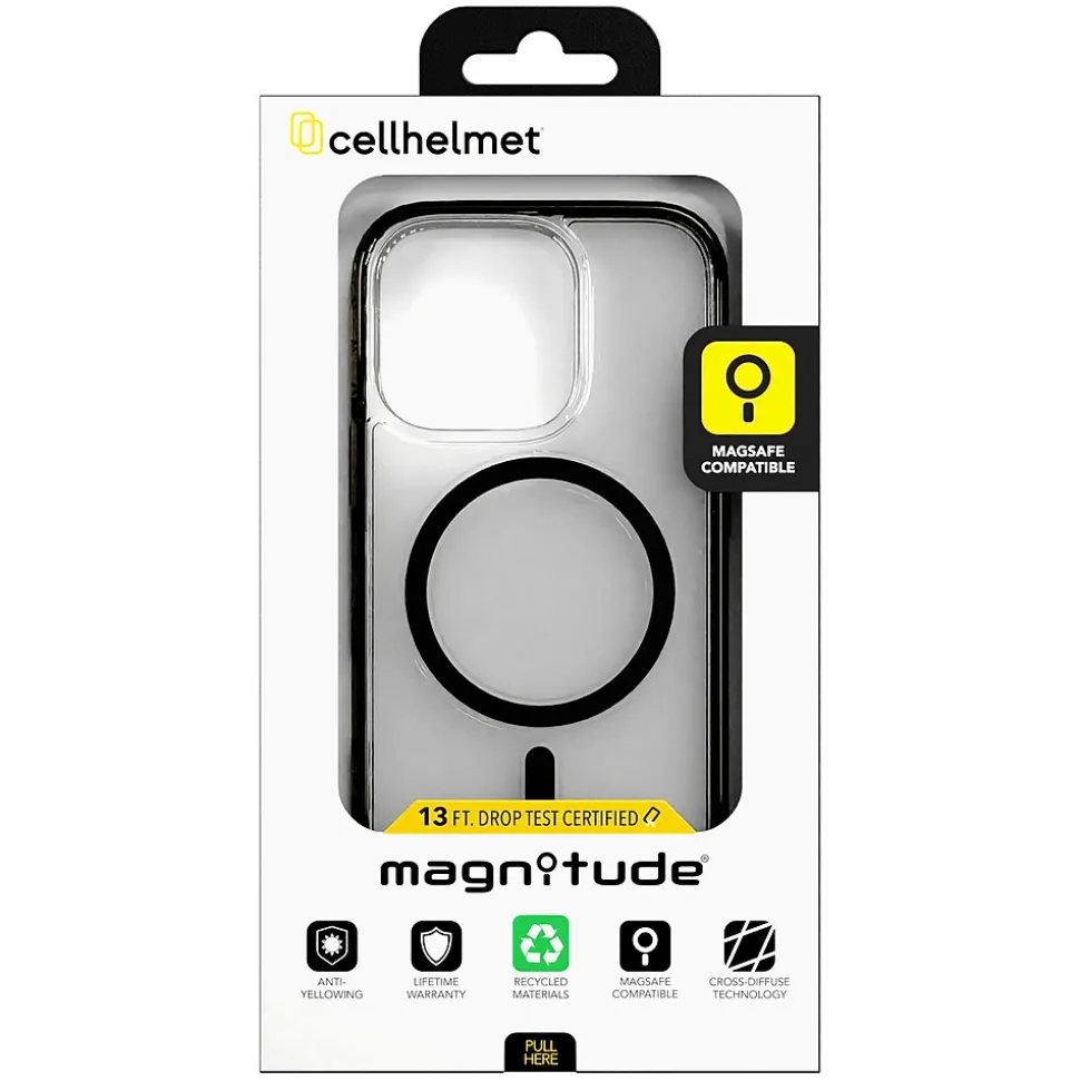 cellhelmet Magnitude Series MagSafe Phone Case for iPhone 16 Pro, Shock Absorbing, Onyx Black (CM-106-BLK)