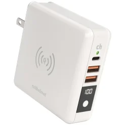 cellhelmet Multi-Charge Pro 8,000 mAh Power Bank and Qi Wireless Charger with 1 USB-C and 2 USB Outputs, White (CHQi-ALL)