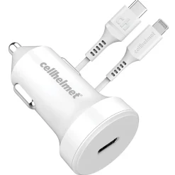cellhelmet 20-Watt Single-USB Power Delivery Car Charger with USB-C to Lightning Round Cable, 3 Feet(CAR-PD-20W+R-LIGHT)