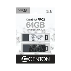 Centon DataStick Pro2 64GB USB 3.2 Type A Flash Drive, Marble Stormy/Marble Onyx, 2/Pack (C1-U3T026-64G-2)