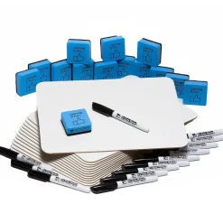 Charles Leonard Dry Erase Lap Board Jumbo Classroom Pack, 30 Boards, 30 Dry Erase Markers, 30 Multipurpose Erasers (CHL35090)