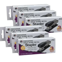 Charles Leonard Executive Half Strip Metal Stapler, 30 Sheet Capacity, Gray/Black, Pack of 6 (CHL82405-6)