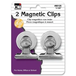 Charles Leonard Magnetic Spring Clips, 1-1/4", 12 packs of 2 (CHL80125)