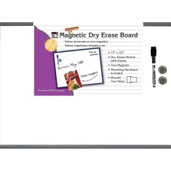 Charles Leonard Magnetic Dry Erase Whiteboard, Gray Tin Frame, 17" x 23" (CHL35375)