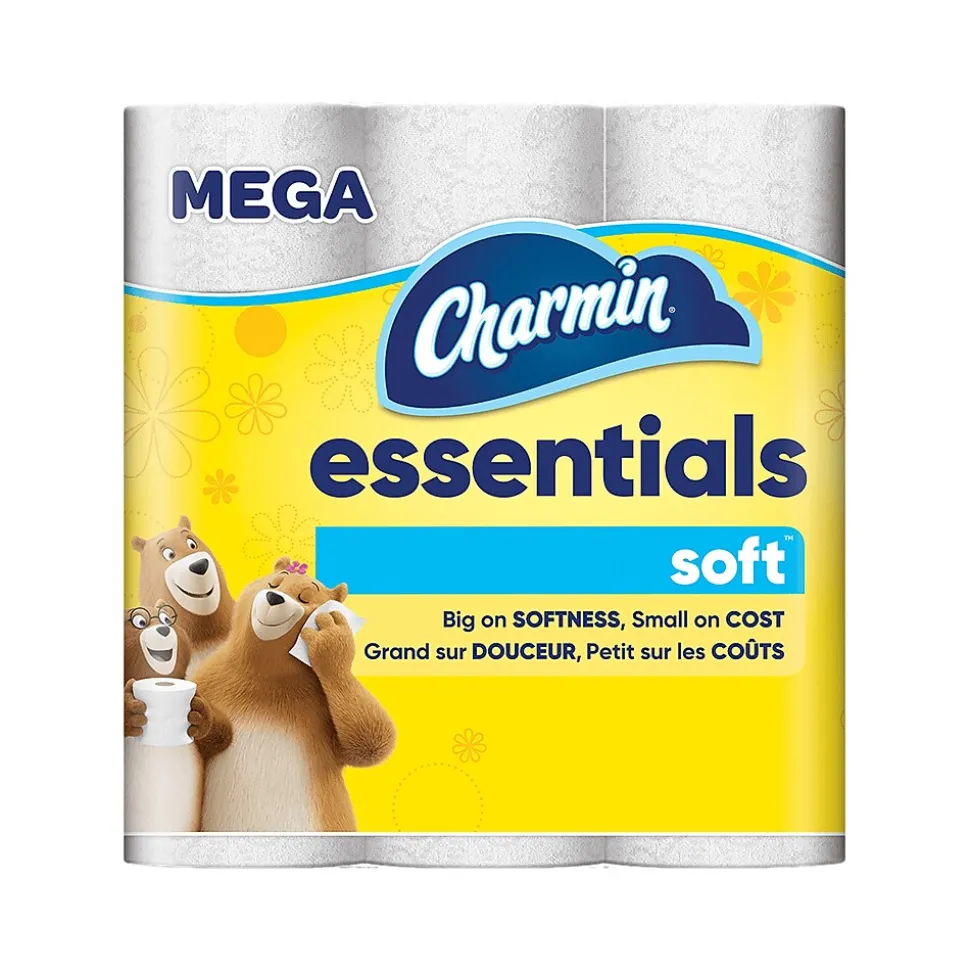 Charmin Essentials Soft Mega Toilet Paper, 2-Ply, White, 330 Sheets/Roll, 9 Rolls/Pack, 4 Packs/Carton (04536)