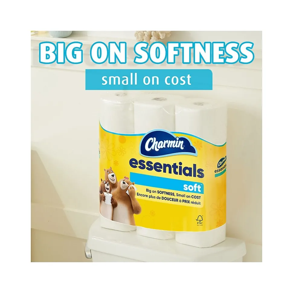 Charmin Essentials Soft Mega Toilet Paper, 2-Ply, White, 330 Sheets/Roll, 9 Rolls/Pack, 4 Packs/Carton (04536)