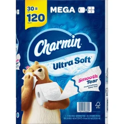 Charmin Ultra Soft Mega Toilet Paper, 2-Ply, White, 224 Sheets/Roll, 30 Rolls/Pack (01537)