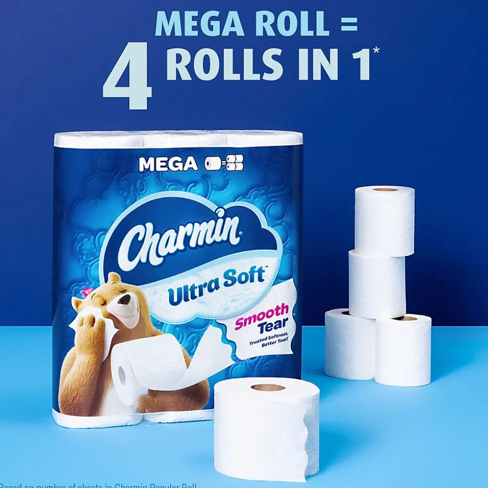 Charmin Ultra Soft Mega Toilet Paper, 2-Ply, White, 224 Sheets/Roll, 30 Rolls/Pack (01537)