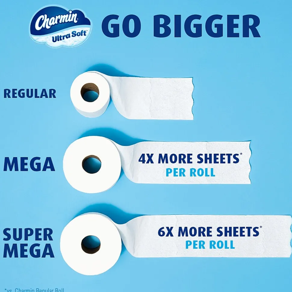 Charmin Ultra Soft Mega Toilet Paper, 2-Ply, White, 224 Sheets/Roll, 30 Rolls/Pack (01537)