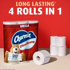 Charmin Ultra Strong Mega Toilet Paper, 2-ply, White, 220 Sheets/Roll, 18 Rolls/Case (01560/52084)