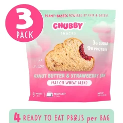 Chubby Snacks Peanut Butter & Strawberry Jam Sandwich, 10.6 oz, 12/Pack (600-04135)