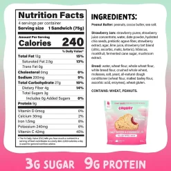 Chubby Snacks Peanut Butter & Strawberry Jam Sandwich, 10.6 oz, 12/Pack (600-04135)