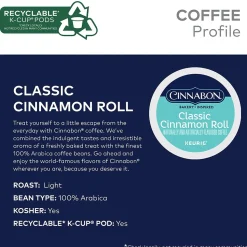Cinnabon® Classic Cinnamon Roll Coffee, Keurig® K-Cup® Pods, Light Roast, 48/Box (373156)