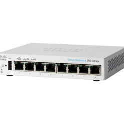 Cisco 250 8-Port Gigabit Ethernet Managed Switch, Silver (CBS2508TDNA)