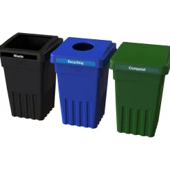 CleanRiver BevvyBin Three-Stream Recycling Station, 24 Gallon, Multicolor (BEVVY8-3-BK-BE-GN)
